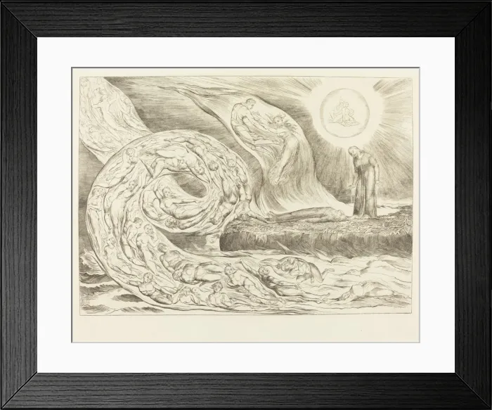 Framed Print : The Circle of the Lustful: Paolo and Francesca, 1827. Creator: William Blake Framed Print : The Circle of the Lustful: Paolo and Francesca, 1827. Creator: William Blake