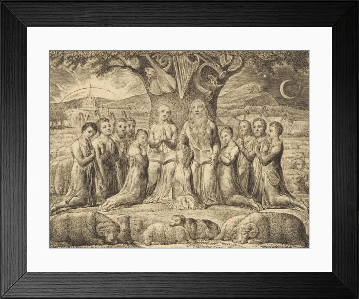 Framed Print : Job and His Family, 1825. Creator: William Blake Framed Print : Job and His Family, 1825. Creator: William Blake
