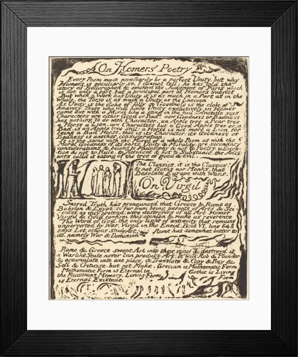 Framed Print : On Homers Poetry (and) On Virgil, 1822. Creator: William Blake Framed Print : On Homers Poetry (and) On Virgil, 1822. Creator: William Blake