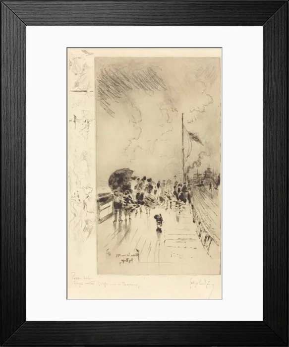 Framed Print : Une Jetee en Angleterre (A Pier in England), 1879. Creator: Felix Hilaire Buhot Framed Print : Une Jetee en Angleterre (A Pier in England), 1879. Creator: Felix Hilaire Buhot