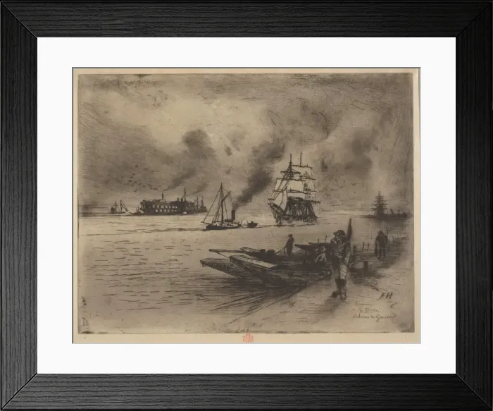 Framed Print : Environs de Gravesend, 1883. Creator: Felix Hilaire Buhot Framed Print : Environs de Gravesend, 1883. Creator: Felix Hilaire Buhot