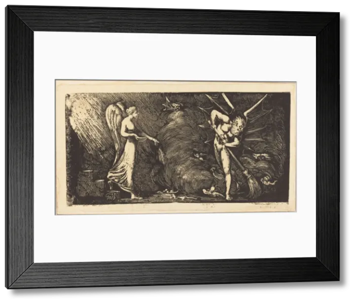 Framed Print : The Man Sweeping the Interpreters Parlor, c. 1820 / 1822. Creator: William Blake Framed Print : The Man Sweeping the Interpreters Parlor, c. 1820 / 1822. Creator: William Blake