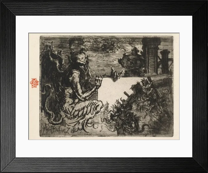 Framed Print : The Demon Printer, 1878. Creator: Felix Hilaire Buhot Framed Print : The Demon Printer, 1878. Creator: Felix Hilaire Buhot