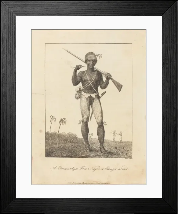 Framed Print : A Coromantyn Free Negro, or Ranger, armed, 1793. Creator: William Blake Framed Print : A Coromantyn Free Negro, or Ranger, armed, 1793. Creator: William Blake
