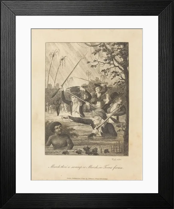 Framed Print : March thro a swamp or Marsh in Terra-firma, 1793. Creator: William Blake Framed Print : March thro a swamp or Marsh in Terra-firma, 1793. Creator: William Blake