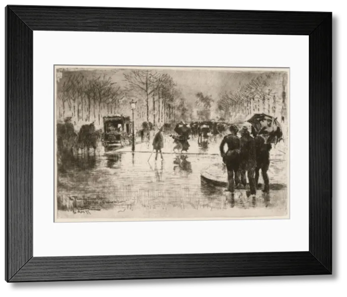 Framed Print : Le retour des artistes (The Return of the Artists), 1877. Creator: Felix Hilaire Buhot Framed Print : Le retour des artistes (The Return of the Artists), 1877. Creator: Felix Hilaire Buhot