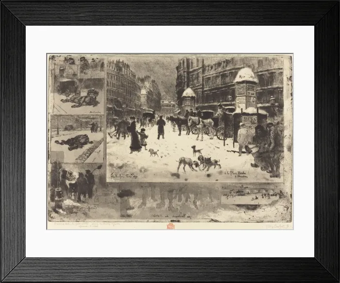 Framed Print : L Hiver aParis (Winter in Paris), 1879. Creator: Felix Hilaire Buhot