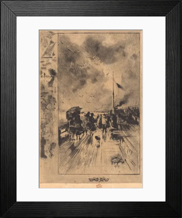 Framed Print : Une Jetee en Angleterre (A Pier in England), 1879. Creator: Felix Hilaire Buhot Framed Print : Une Jetee en Angleterre (A Pier in England), 1879. Creator: Felix Hilaire Buhot