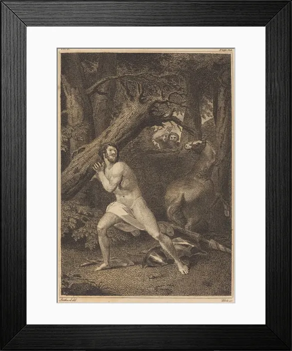 Framed Print : Orlando in a Fury Tearing up Trees, 1783. Creator: William Blake Framed Print : Orlando in a Fury Tearing up Trees, 1783. Creator: William Blake