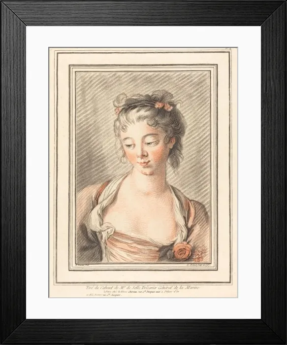 Framed Print : Bust of a Young Woman Looking Down, 1773 or later. Creator: Louis Marin Bonnet Framed Print : Bust of a Young Woman Looking Down, 1773 or later. Creator: Louis Marin Bonnet