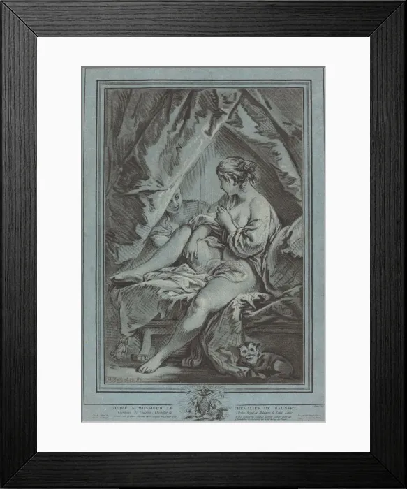Framed Print : Young Woman Seated on a Bed, 1767. Creator: Louis Marin Bonnet Framed Print : Young Woman Seated on a Bed, 1767. Creator: Louis Marin Bonnet