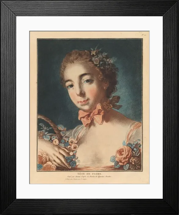 Framed Print : Tete de Flore, 1769. Creator: Louis Marin Bonnet Framed Print : Tete de Flore, 1769. Creator: Louis Marin Bonnet