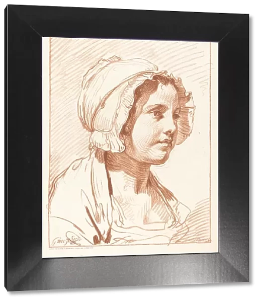 Head of a Young Woman Wearing a Cap, before 1764. Creator: Louis Marin Bonnet