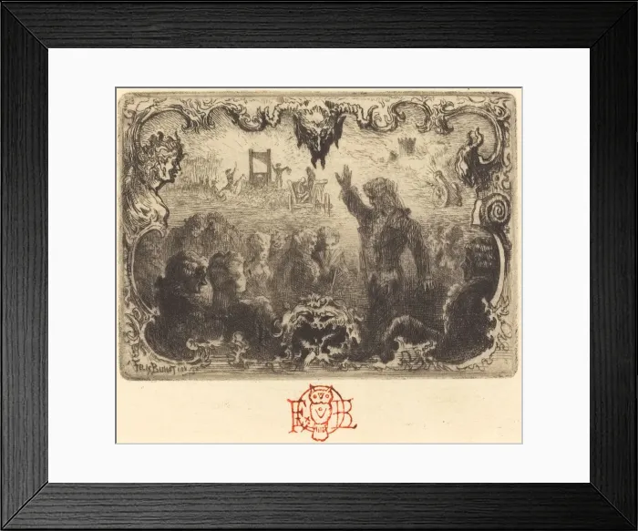 Framed Print : Jacques Cazottes Le Diable amoureux'(3rd vignette), 1878 Framed Print : Jacques Cazottes Le Diable amoureux'(3rd vignette), 1878