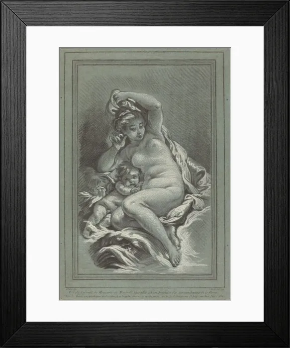 Framed Print : Venus and Cupid on a Dolphin, 1767. Creators: Louis Marin Bonnet Framed Print : Venus and Cupid on a Dolphin, 1767. Creators: Louis Marin Bonnet