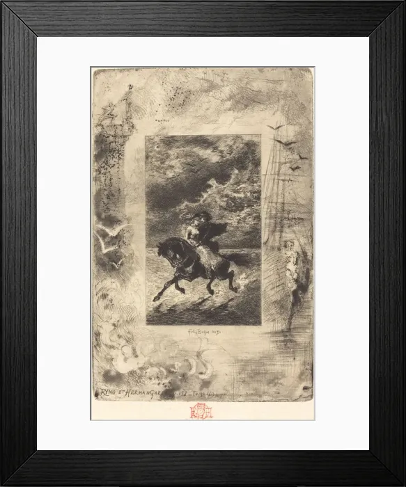Framed Print : Ryno et Hermangarde, 1879 / 1880. Creator: Felix Hilaire Buhot Framed Print : Ryno et Hermangarde, 1879 / 1880. Creator: Felix Hilaire Buhot