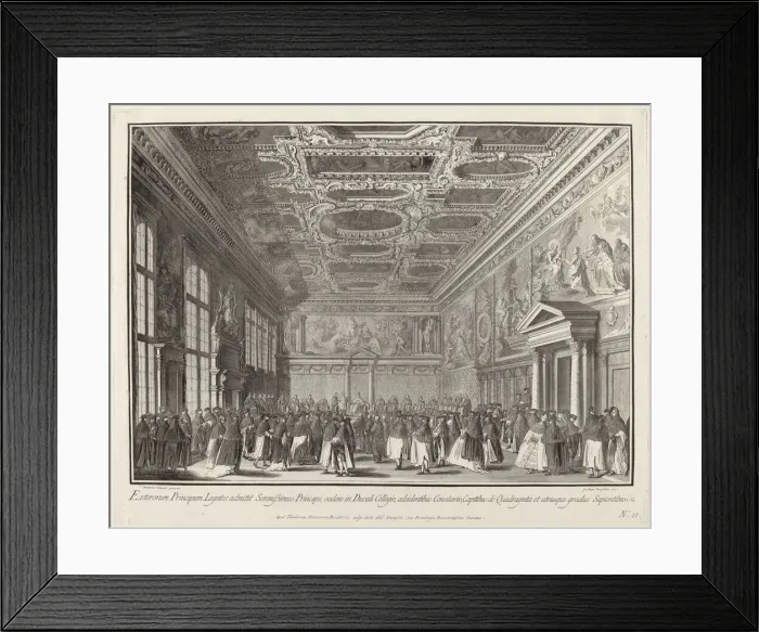 Framed Print : Reception by the Doge of Foreign Ambassadors in the Sala del Collegio, 1763 / 1766 Framed Print : Reception by the Doge of Foreign Ambassadors in the Sala del Collegio, 1763 / 1766