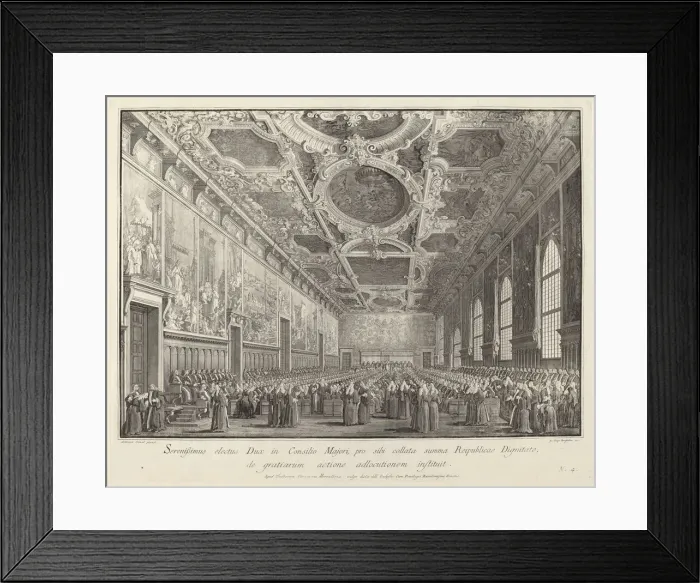 Framed Print : The Doge Returns Thanks in the Sala del Consiglio Maggior, 1763 / 1766 Framed Print : The Doge Returns Thanks in the Sala del Consiglio Maggior, 1763 / 1766