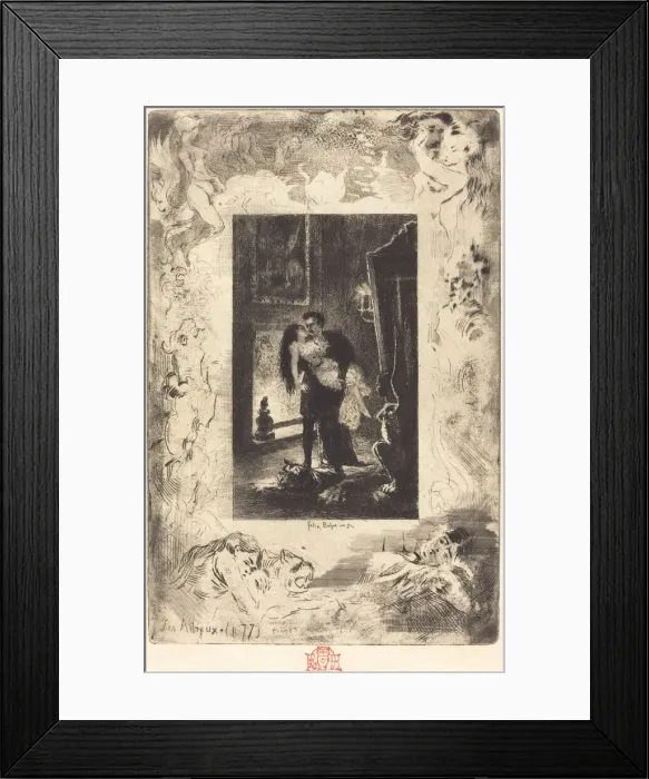 Framed Print : Les Adieux (The Parting), 1879  /  1880. Creator: Felix Hilaire Buhot