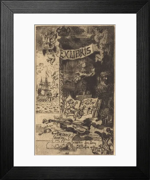 Framed Print : Ex-libris de Leon Lerey (Ex-libris of Leon Lerey), 1875 / 1877 Framed Print : Ex-libris de Leon Lerey (Ex-libris of Leon Lerey), 1875 / 1877