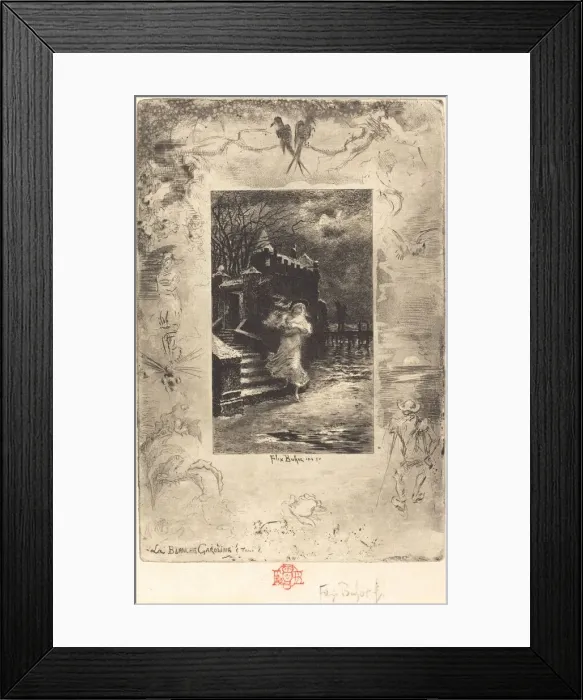 Framed Print : La Blanche Caroline (Pale Caroline), 1879 / 1880. Creator: Felix Hilaire Buhot Framed Print : La Blanche Caroline (Pale Caroline), 1879 / 1880. Creator: Felix Hilaire Buhot