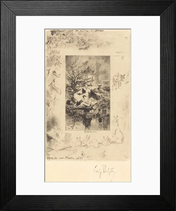 Framed Print : Title Page for Lettres de Mon Moulin, c. 1885. Creator: Felix Hilaire Buhot Framed Print : Title Page for Lettres de Mon Moulin, c. 1885. Creator: Felix Hilaire Buhot