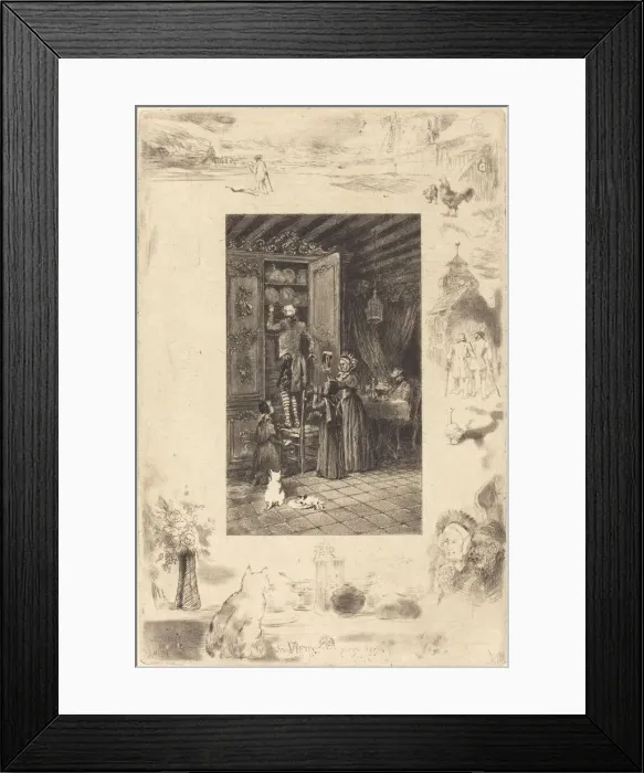 Framed Print : Les Vieux (The Elders), c. 1885. Creator: Felix Hilaire Buhot Framed Print : Les Vieux (The Elders), c. 1885. Creator: Felix Hilaire Buhot