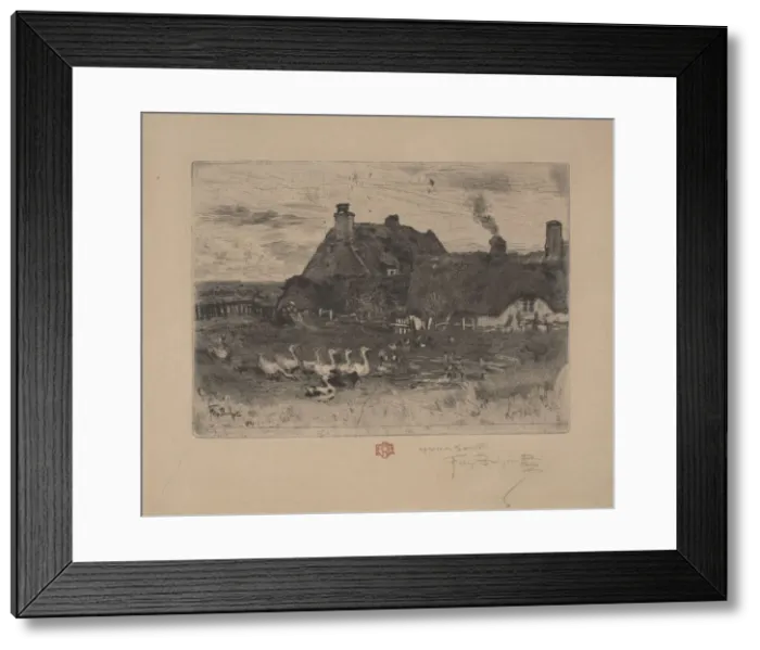 Framed Print : Les Petites Chaumieres, 1878. Creator: Felix Hilaire Buhot Framed Print : Les Petites Chaumieres, 1878. Creator: Felix Hilaire Buhot