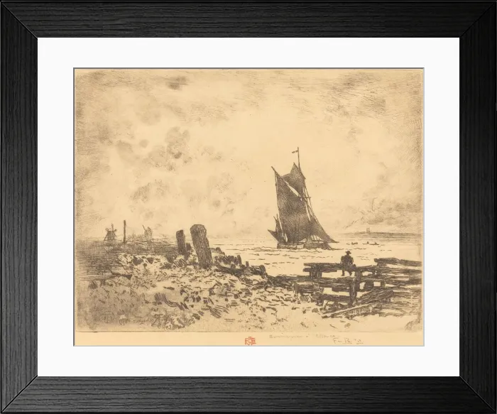 Framed Print : La Petite Marine - Souvenir de Medway (counterproof), 1879. Creator: Felix Hilaire Buhot Framed Print : La Petite Marine - Souvenir de Medway (counterproof), 1879. Creator: Felix Hilaire Buhot