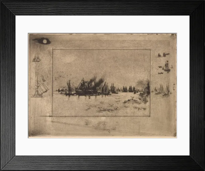 Framed Print : Le Port aux Mouettes (Port with Seagulls), 1886. Creator: Felix Hilaire Buhot Framed Print : Le Port aux Mouettes (Port with Seagulls), 1886. Creator: Felix Hilaire Buhot