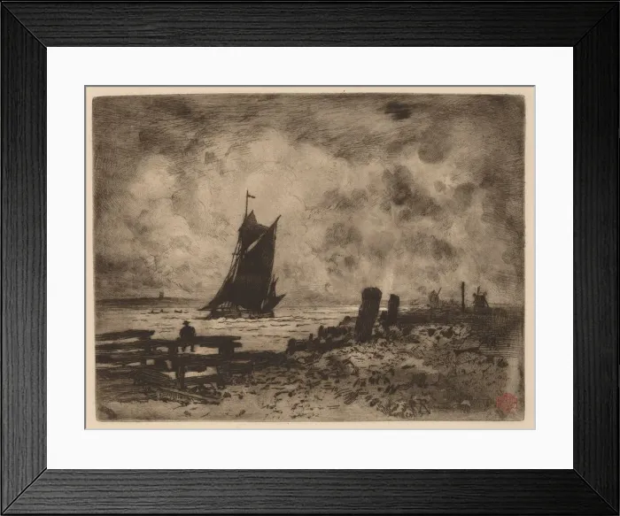 Framed Print : Marine: Souvenir of Medway, 1879. Creator: Felix Hilaire Buhot Framed Print : Marine: Souvenir of Medway, 1879. Creator: Felix Hilaire Buhot