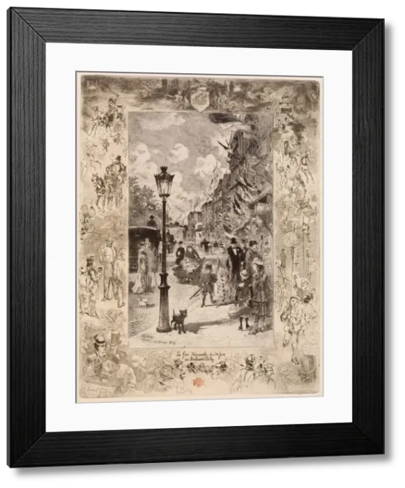 Framed Print : La Fete nationale au Boulevard Clichy (National Holiday on the Boulevard de Clichy) Framed Print : La Fete nationale au Boulevard Clichy (National Holiday on the Boulevard de Clichy)
