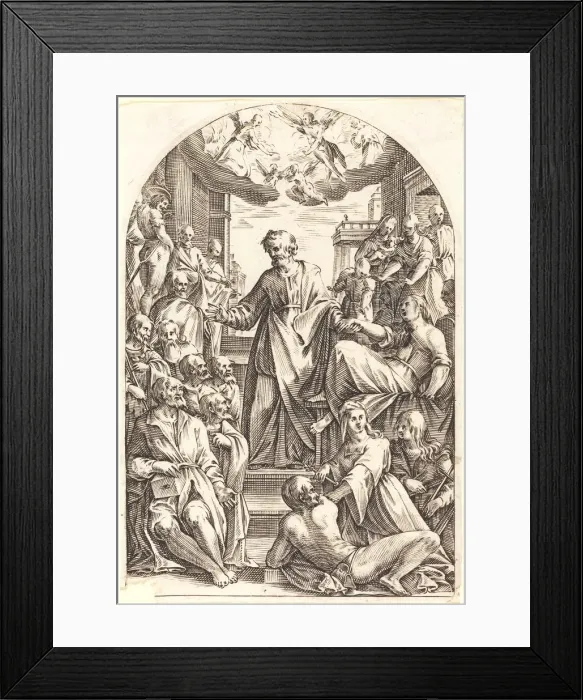 Framed Print : Peter Raising Tabitha, 1608 / 1611. Creator: Jacques Callot Framed Print : Peter Raising Tabitha, 1608 / 1611. Creator: Jacques Callot
