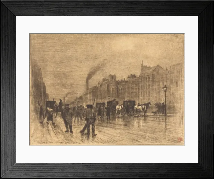 Framed Print : Matinee d Hiver sur les Quais, 1883. Creator: Felix Hilaire Buhot Framed Print : Matinee d Hiver sur les Quais, 1883. Creator: Felix Hilaire Buhot