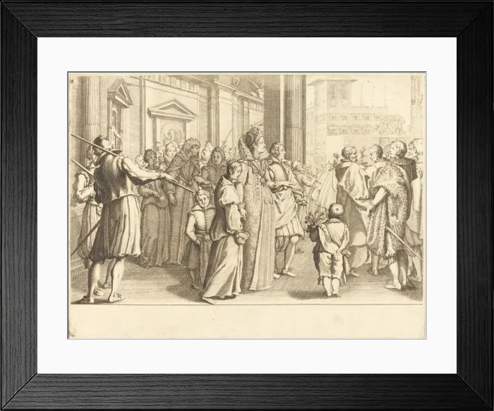 Framed Print : Grand Duchess at the Procession of the Young Girls, c. 1614. Creator: Jacques Callot Framed Print : Grand Duchess at the Procession of the Young Girls, c. 1614. Creator: Jacques Callot
