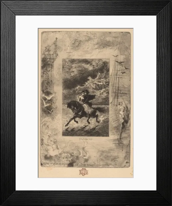 Framed Print : Ryno et Hermangarde (Ryno and Hermangarde), 1847-1898. Creator: Felix Hilaire Buhot Framed Print : Ryno et Hermangarde (Ryno and Hermangarde), 1847-1898. Creator: Felix Hilaire Buhot
