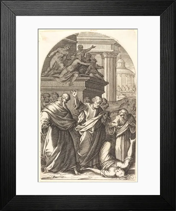Framed Print : Sapphira Punished by Death, 1608 / 1611. Creator: Jacques Callot Framed Print : Sapphira Punished by Death, 1608 / 1611. Creator: Jacques Callot