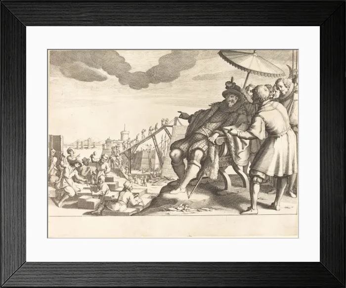 Framed Print : Construction and Fortification of the Port of Livorno, c. 1614. Creator: Jacques Callot Framed Print : Construction and Fortification of the Port of Livorno, c. 1614. Creator: Jacques Callot