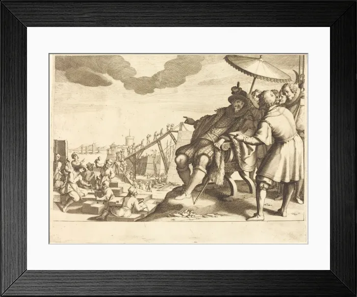 Framed Print : Construction and Fortification of the Port of Livorno, c. 1614. Creator: Jacques Callot Framed Print : Construction and Fortification of the Port of Livorno, c. 1614. Creator: Jacques Callot