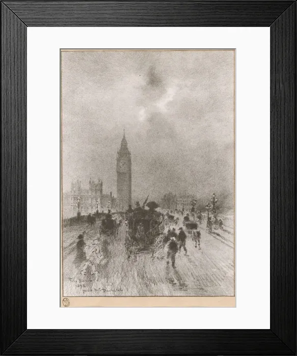 Framed Print : The Victoria Clock Tower London, 1892. Creator: Felix Hilaire Buhot Framed Print : The Victoria Clock Tower London, 1892. Creator: Felix Hilaire Buhot