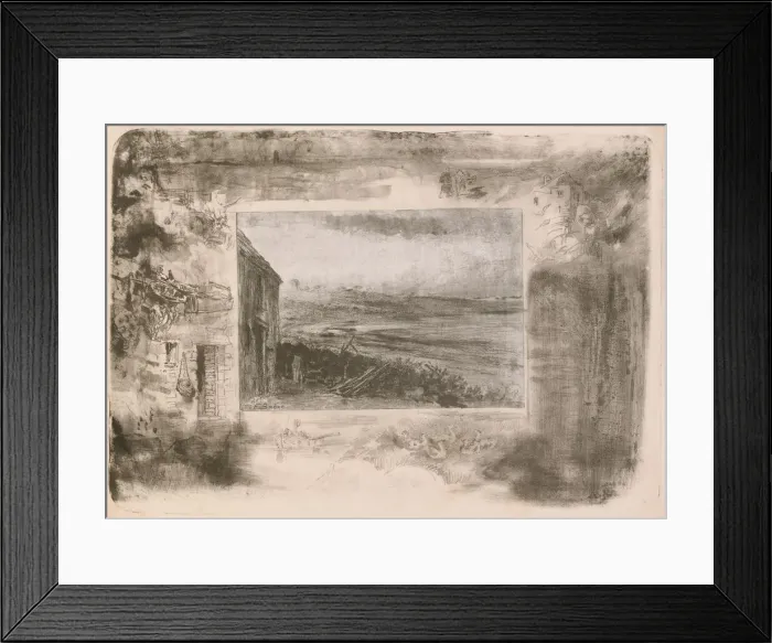 Framed Print : Chaumiere de pecheur (Fishermans Cottage), 1892. Creator: Felix Hilaire Buhot