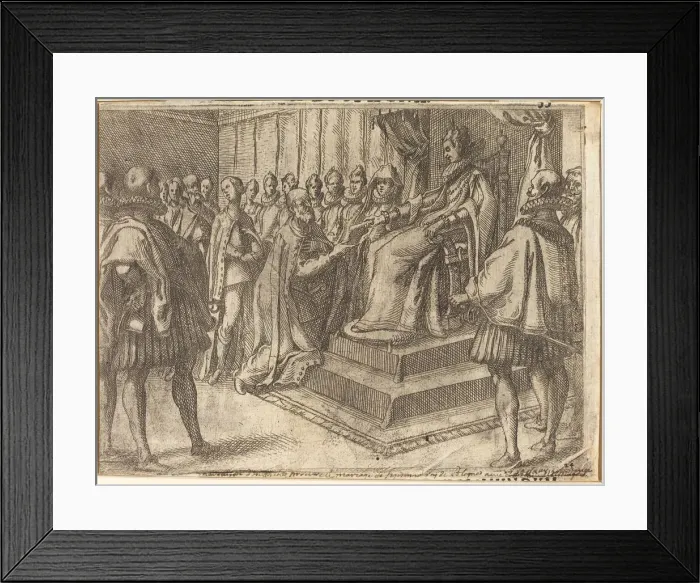 Framed Print : Reception of the Envoy of Poland [recto], 1612. Creator: Jacques Callot