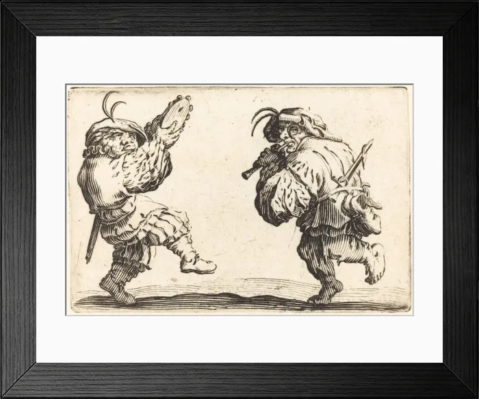 Framed Print : Dancers with Flute and Tambourine, c. 1622. Creator: Jacques Callot Framed Print : Dancers with Flute and Tambourine, c. 1622. Creator: Jacques Callot