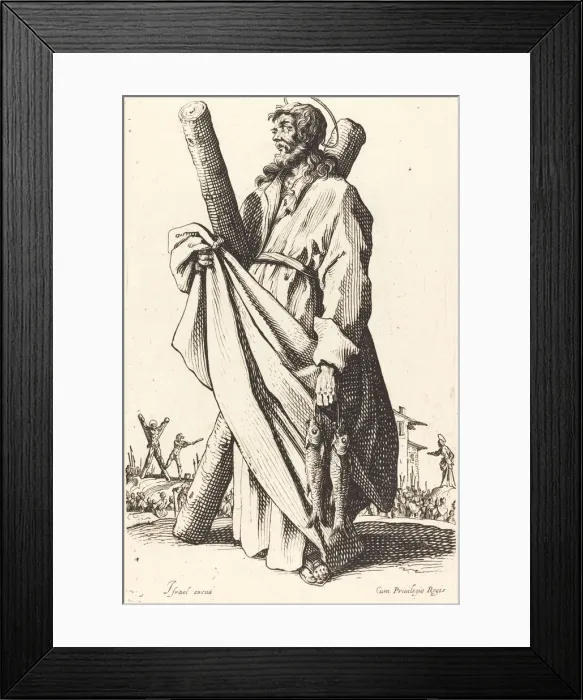 Framed Print : Saint Andrew, published 1631. Creator: Jacques Callot Framed Print : Saint Andrew, published 1631. Creator: Jacques Callot