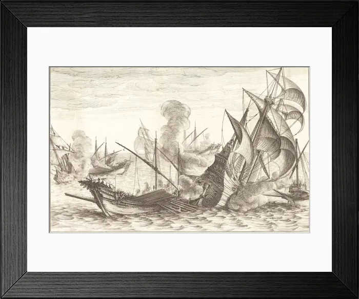 Framed Print : The Second Naval Battle, c. 1614. Creator: Jacques Callot Framed Print : The Second Naval Battle, c. 1614. Creator: Jacques Callot