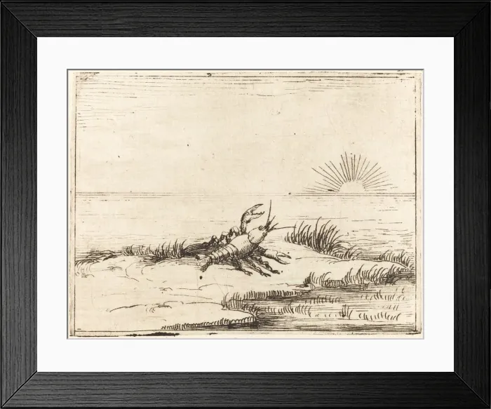 Framed Print : Crayfish Looking at the Sun, 1628. Creator: Jacques Callot Framed Print : Crayfish Looking at the Sun, 1628. Creator: Jacques Callot