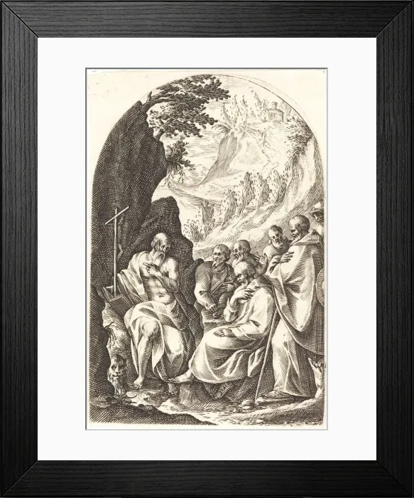 Framed Print : Saint Jerome Instructing his Disciples in the Desert, 1608 / 1611. Creator: Jacques Callot Framed Print : Saint Jerome Instructing his Disciples in the Desert, 1608 / 1611. Creator: Jacques Callot