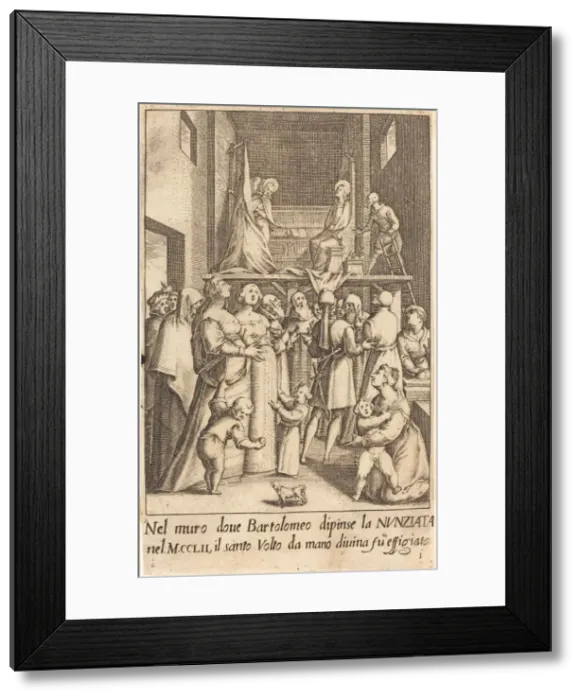 Framed Print : Painting of the Annunciation, 1619. Creator: Jacques Callot Framed Print : Painting of the Annunciation, 1619. Creator: Jacques Callot
