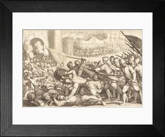 Framed Print : The Troops Forcing the Gate of a Town, c. 1614. Creator: Jacques Callot Framed Print : The Troops Forcing the Gate of a Town, c. 1614. Creator: Jacques Callot