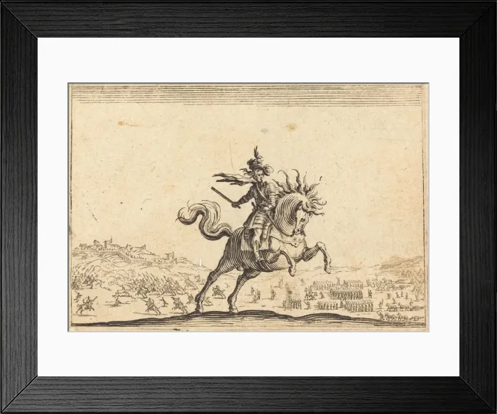 Framed Print : Military Commander on Horseback, c. 1622. Creator: Jacques Callot Framed Print : Military Commander on Horseback, c. 1622. Creator: Jacques Callot